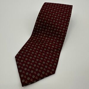Christian Dior Monsieur Necktie Mens Red Geo Print Silk Business Classic Length‎
